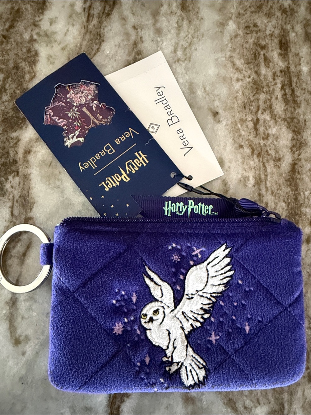 Vera Bradley Harry Potter Hedwig owl forbidden Forest Velvet Quilted Coin Pouch
